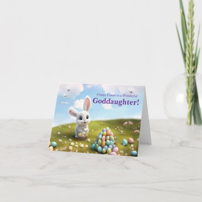 Goddaughter Happy Easter with Happy Easter Bunny  Karte (Vorderseite)