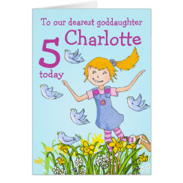 Goddaughter spring girl birds birthday age card