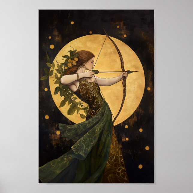 Goddess Artemis Art Nouveau Griechische Mythologie Poster (Vorne)