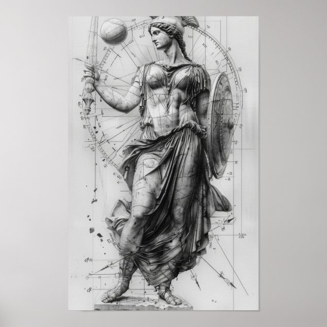 Goddess Athena Art Poster - Mythologische Dekorati (Vorne)