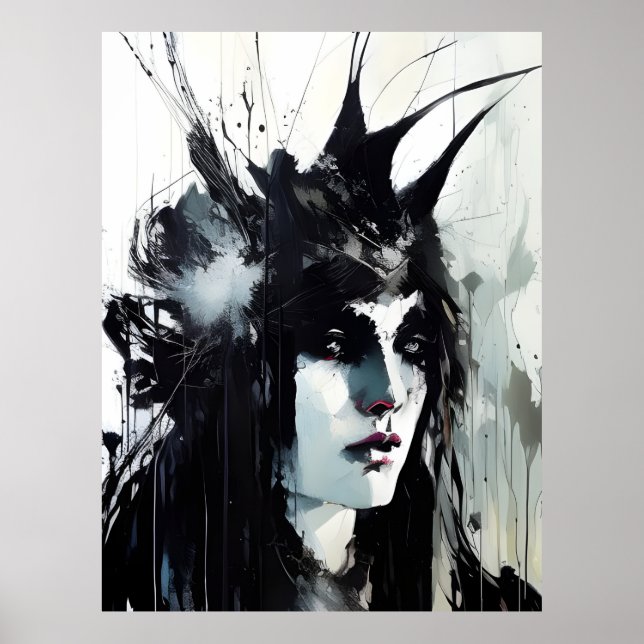 Goddess Black Ink Painting Poster (Vorne)