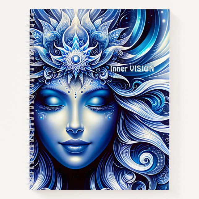 Goddess Celestial Blue Head Januar - Notizbuch (Vorderseite)