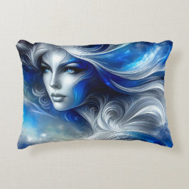 Goddess Celestial White Blue Head Februar - Dekokissen
