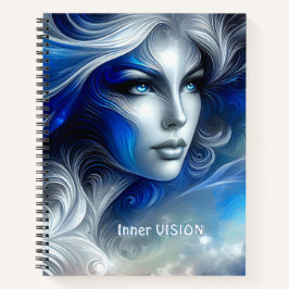 Goddess Celestial White Blue Head Februar - Notizbuch