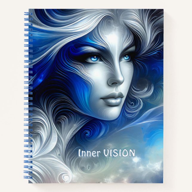 Goddess Celestial White Blue Head Februar - Notizbuch (Vorderseite)