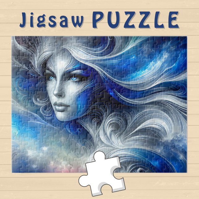 Goddess Celestial White Blue Head Februar - Puzzle (Von Creator hochgeladen)
