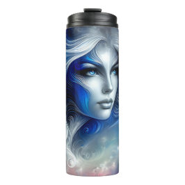 Goddess Celestial White Blue Head Februar - Thermosbecher