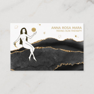 *~* Goddess Celestis Black Gold Glitzer Agate Visitenkarte