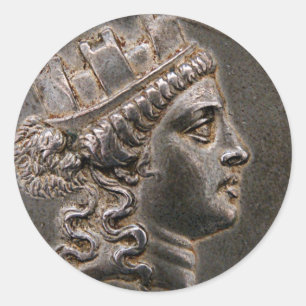 Goddess Cybele Tetradrachm Runder Aufkleber