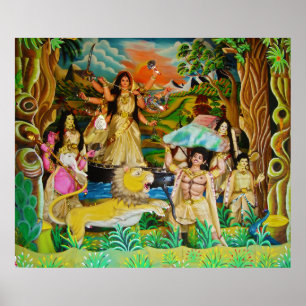 Goddess Durga beim Durga Festival in Burdwan Poster
