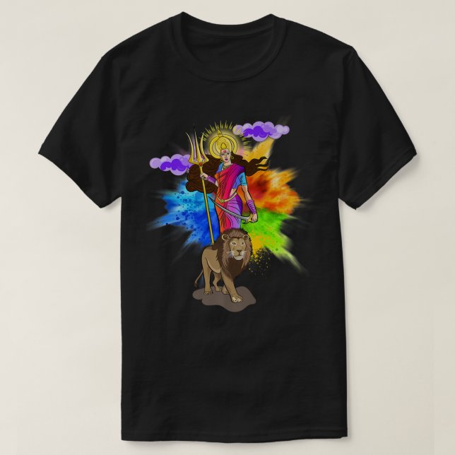 Goddess Durga Bengali Puja Hindu Religion Navratri T-Shirt (Design vorne)