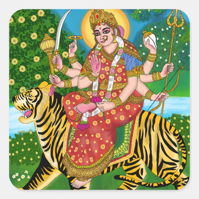 Goddess Durga Square Sticker (Vorderseite)