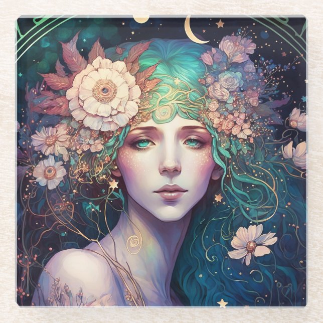 Goddess Fantasy Art Glass Untersetzer (Vorderseite)