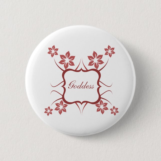 Goddess Floral Button, Brick Red Button (Vorderseite)