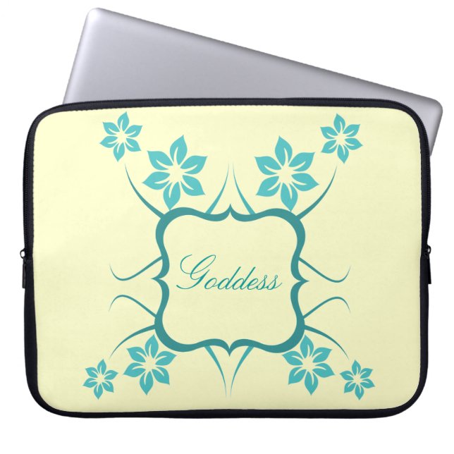 Goddess Floral Electronics Bag, Aquamarin Laptopschutzhülle (Vorderseite)