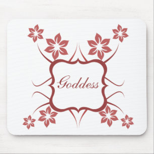 Goddess floral Mousepad, Brick Red Mousepad
