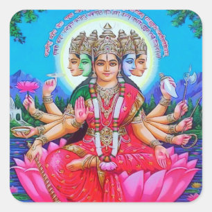 Goddess Gayatri Devi Deity Quadratischer Aufkleber
