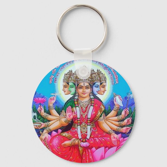 Goddess Gayatri Devi Deity Schlüsselanhänger (Vorderseite)