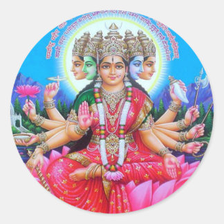 Goddess Gayatri Devi Runder Aufkleber
