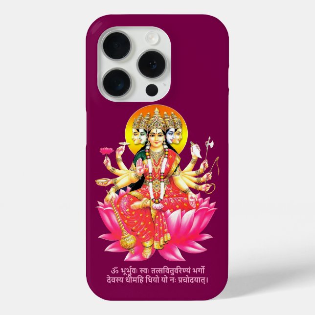 Goddess Gayatri Devi über Lotus Hindu Deity Case-Mate iPhone Hülle (Rückseite)