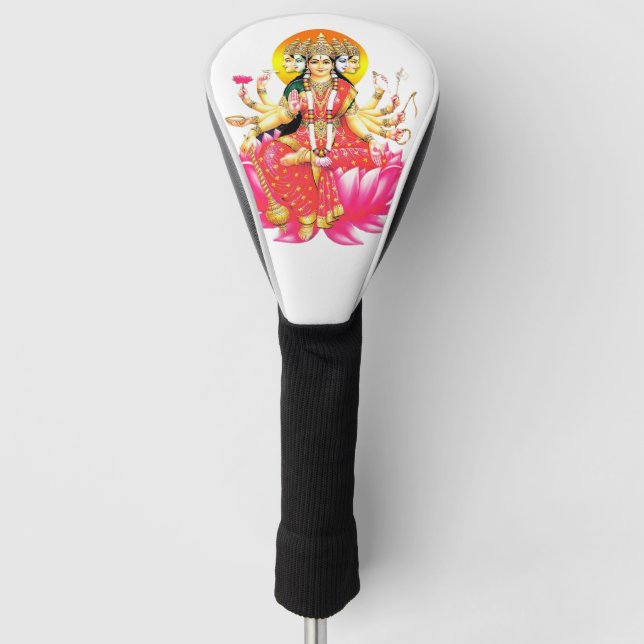 Goddess Gayatri Devi über Lotus Hindu Deity Golf Headcover (Vorderseite)
