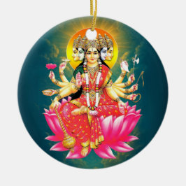 Goddess Gayatri Devi über Lotus Hindu Deity Keramik Ornament