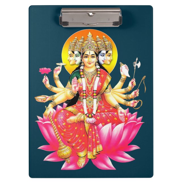 Goddess Gayatri Devi über Lotus Hindu Deity Klemmbrett (Vorderseite)