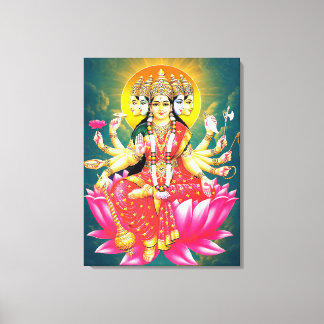 Goddess Gayatri Devi über Lotus Hindu Deity Leinwanddruck