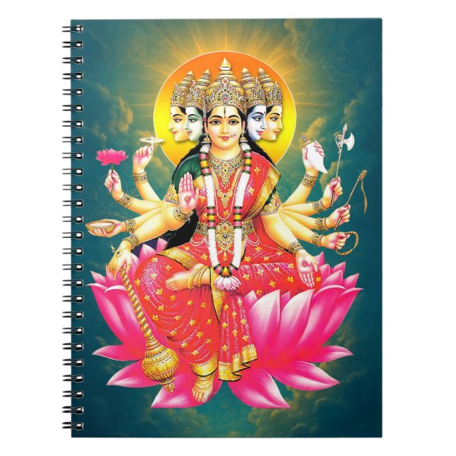 Goddess Gayatri Devi über Lotus Hindu Deity Notizblock (Vorderseite)