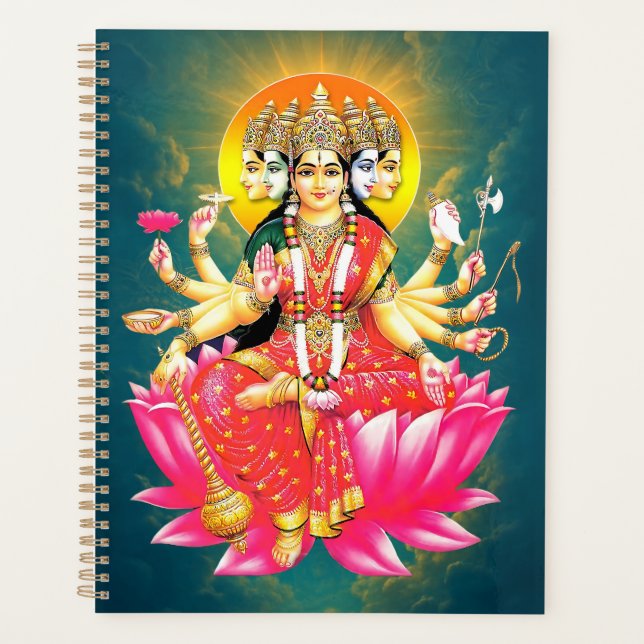 Goddess Gayatri Devi über Lotus Hindu Deity Planer (Vorderseite)