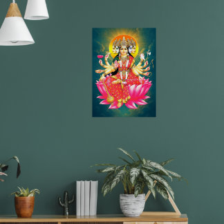 Goddess Gayatri Devi über Lotus Hindu Deity Poster