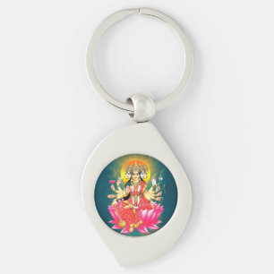 Goddess Gayatri Devi über Lotus Hindu Deity Schlüsselanhänger