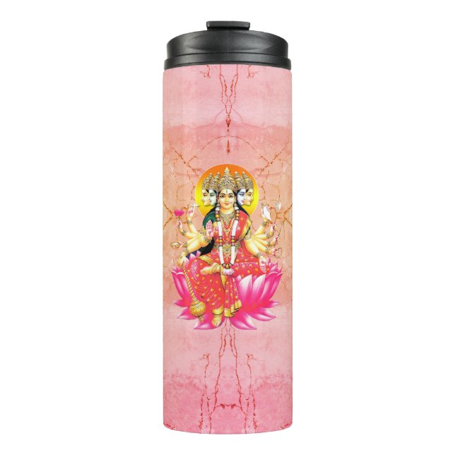 Goddess Gayatri Devi über Lotus Hindu Deity Thermosbecher (Vorderseite)