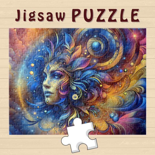 Goddess Head blue Feather in Hair August - Puzzle (Von Creator hochgeladen)