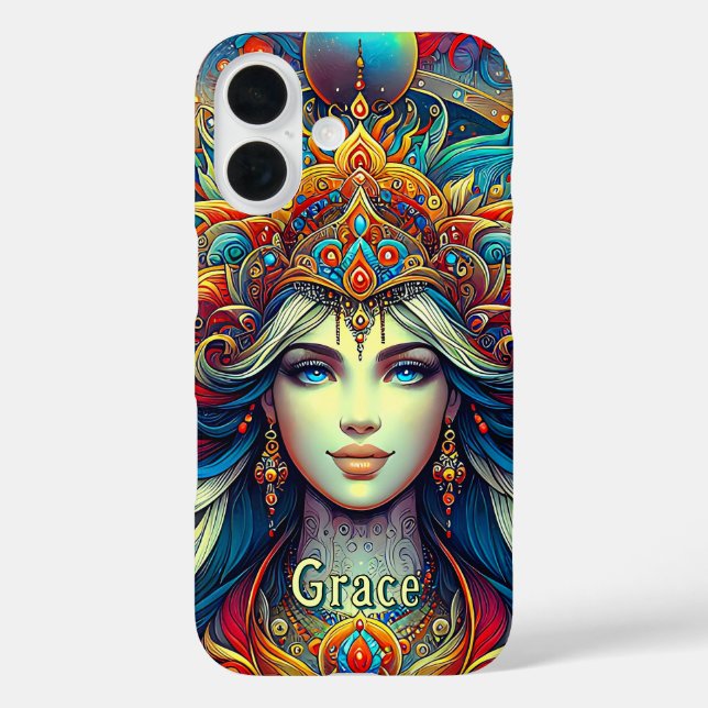 Goddess Head fließend türkis Haar April - Case-Mate iPhone Hülle (Rückseite)