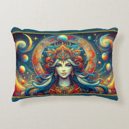 Goddess Head fließend türkis Haar April - Dekokissen