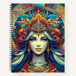 Goddess Head fließend türkis Haar April - Notizbuch