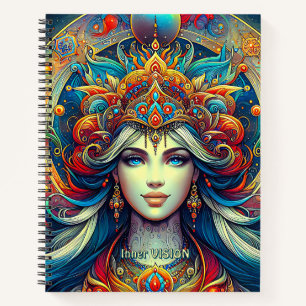 Goddess Head fließend türkis Haar April - Notizbuch
