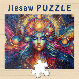 Goddess Head Gold rund Planeten in Hair Dezember - Puzzle