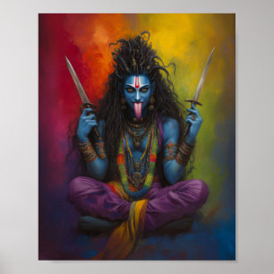 Goddess Kali Abstrakt Rainbow Porträtmalerei Poster