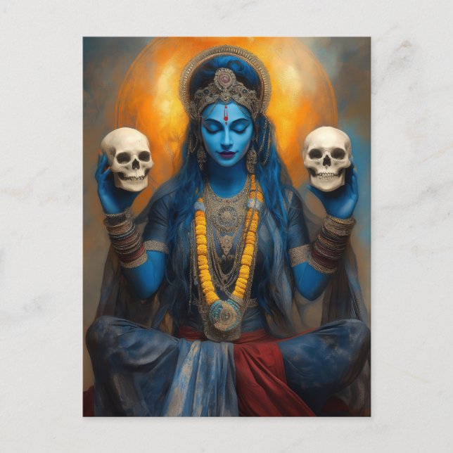 Goddess Kali Ma in Meditation Moderne Fantasie Postkarte (Vorderseite)