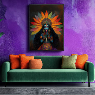 Goddess Kali Surreal Rainbow Portrait Malerei Art Poster