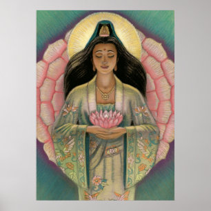 Goddess Kuan Yin Poster "Pink Lotus Heart"