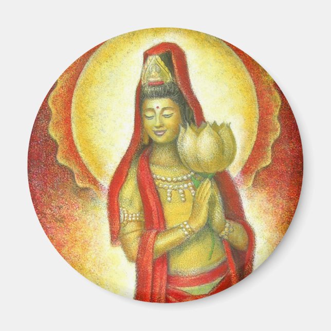 Goddess Kuan Yin's Lotus Magnet (Vorne)