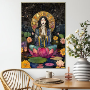 Goddess Lakshmi Floral Mosaik Rainbow Gold Poster