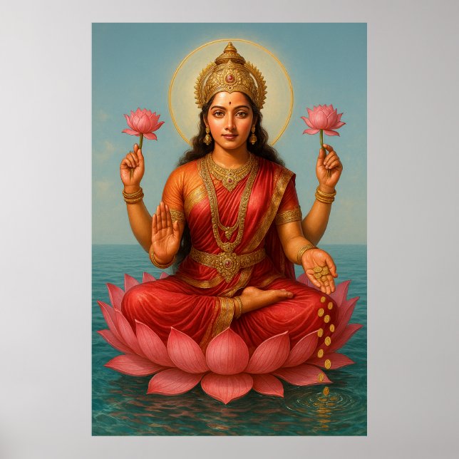 Goddess Lakshmi | Göttliche Energie des Wohlstands Poster (Vorne)