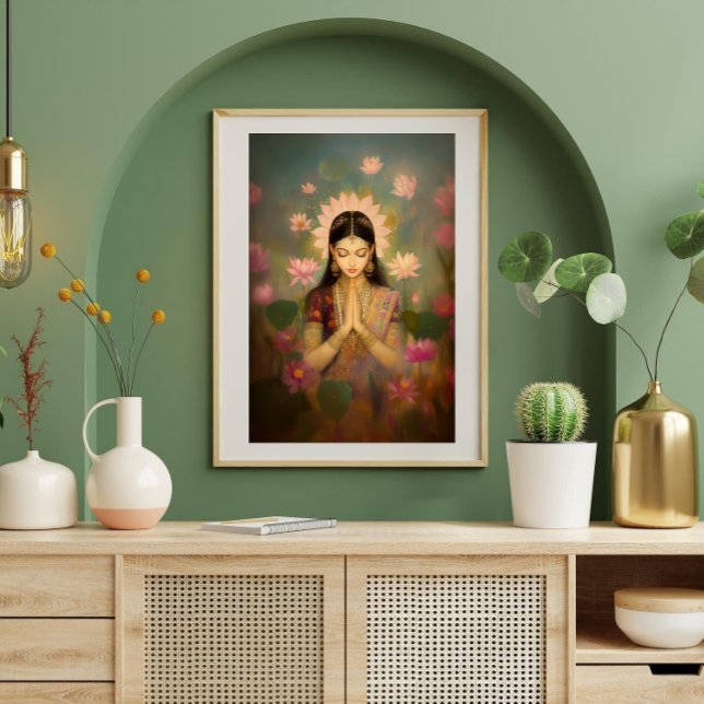 Goddess Lakshmi Lotus Blume Hindu Malerei Art Poster (Von Creator hochgeladen)