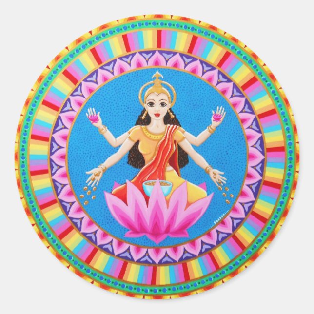 Goddess Lakshmi mandala Runder Aufkleber (Vorderseite)