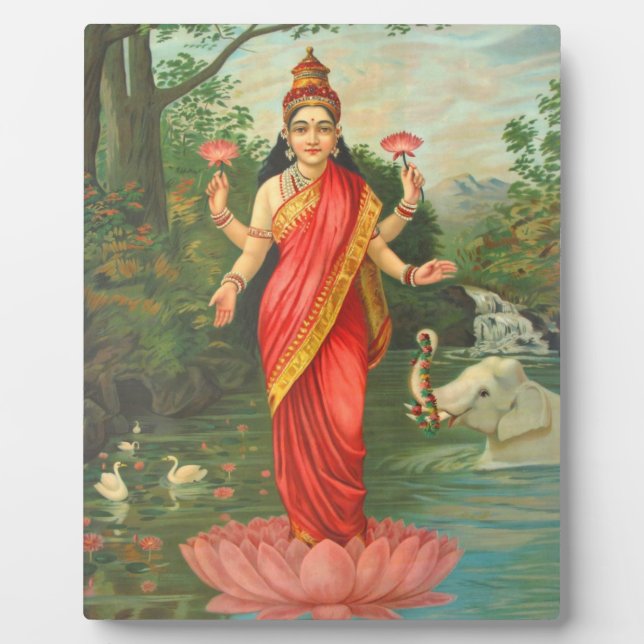 Goddess Lakshmi - Raja Ravi Varma Fotoplatte (Vorderseite)