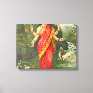 Goddess Lakshmi - Raja Ravi Varma Leinwanddruck